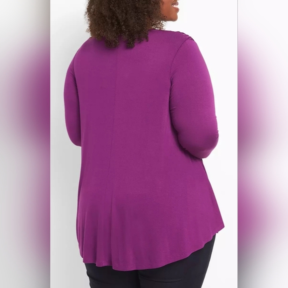 Lane Bryant Smocked Yoke Max Swing Purple Women's Tunic Top Drapey 26-28 - Picture 5 of 16
